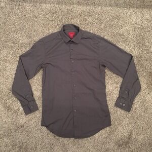 Alfani Dress Shirt Mens Small Slim Fit 14-14.5 32-33 Charcoal Gray Long Sleeve